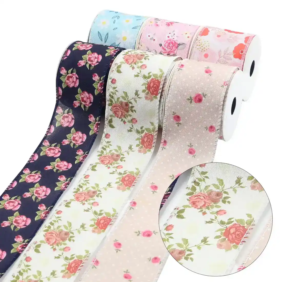 Outlet 63mm Summer Flower Theme Ribbon Gift Decorative Cooke Polyester Ribbon 2 supplied by BY Boyuan