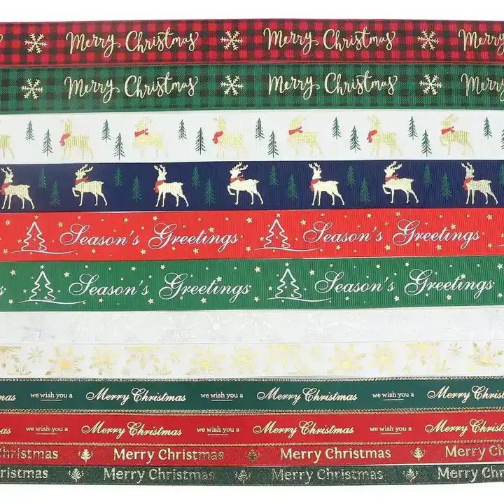 Christmas Ribbon Double-sided Threaded Gift Packaging Decorative Accessories Polyester Ribbon 2 supplied by BY Boyuan