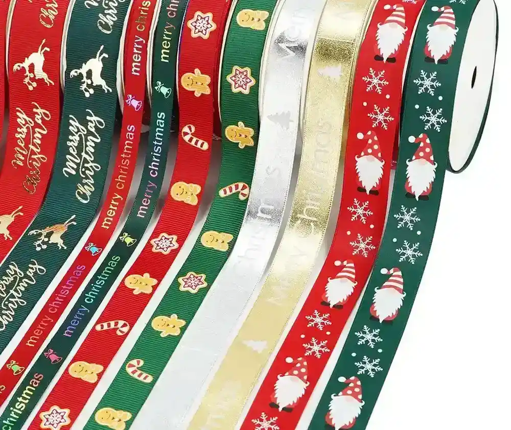Christmas Ribbon Double-sided Threaded Packaging Gift Accessories Decoration Polyester Ribbon 5 supplied by BY Boyuan