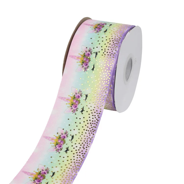 7.5cm Ribbed Ribbon Bronzing Unicorn Handmade Jewelry Bow supplied by BY Boyuan