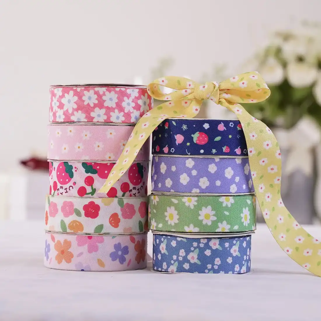 Foreign Trade Heat Transfer Printing Fruit Flower Ribbon Korean supplied by BY Boyuan
