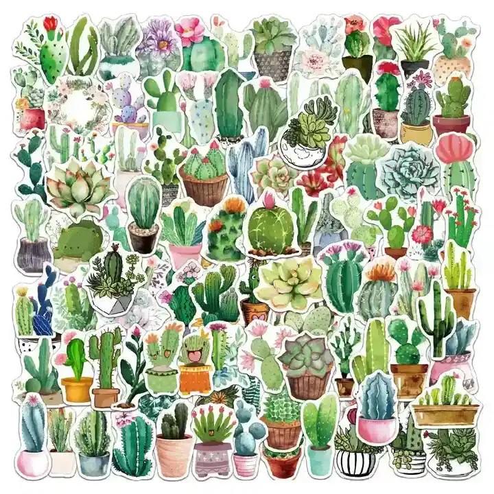 Green Cactus Plant Chloroplastida Sticker supplied by BY Boyuan