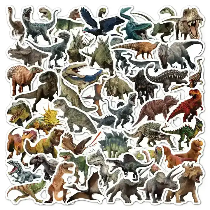 Jurassic Dinosaur Stickers 50 Waterproof Removable Cartoon Suitcase Skateboard supplied by BY Boyuan