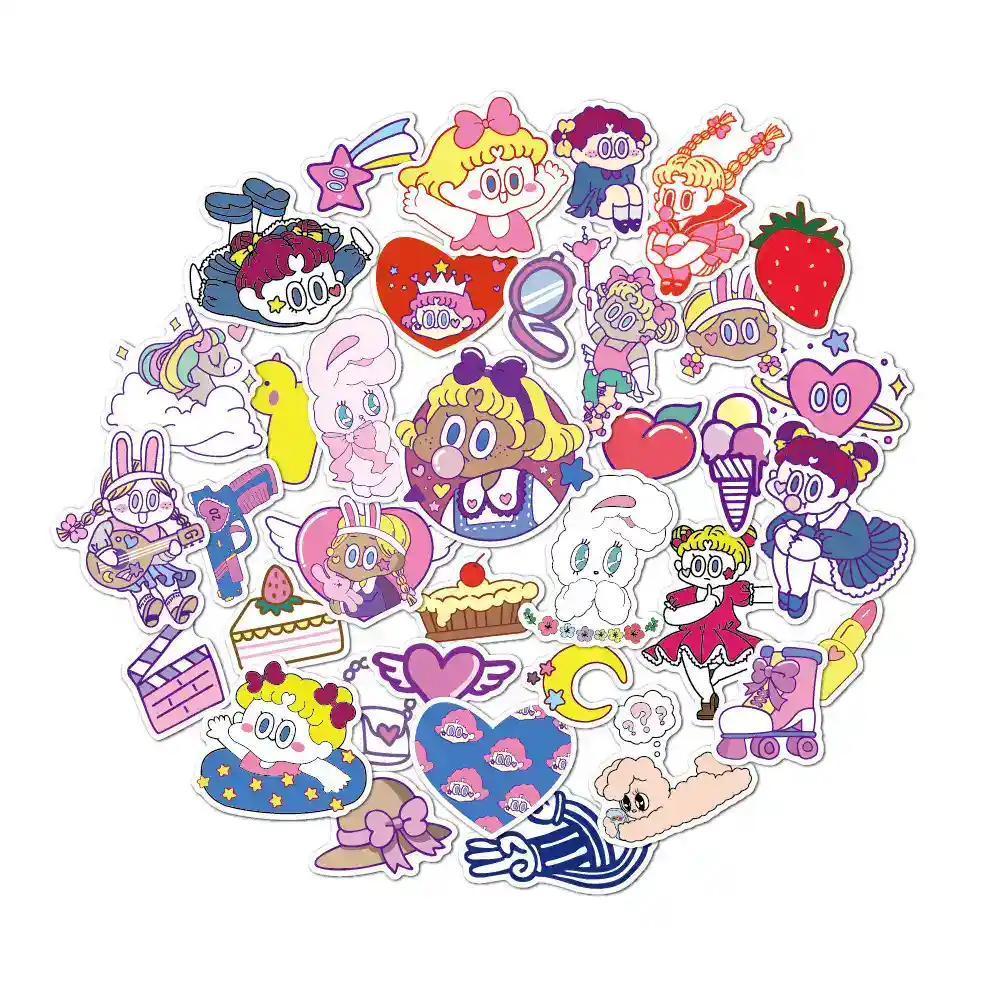 Korean Girl Ins Cute Cartoon Waterproof Removable Decorative Sticker supplied by BY Boyuan