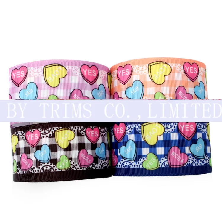 Printed Ribbon Gift Wrap Polyester Color Valentine supplied by BY Boyuan
