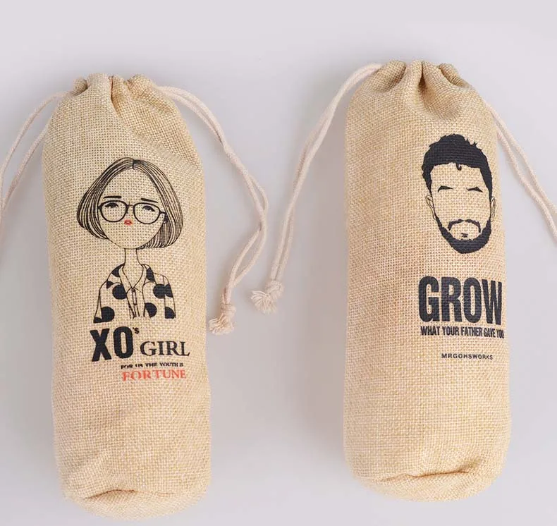 Custom Retro Imitation Linen Drawstring Pocket Gift Bag Jewelry supplied by BY Boyuan
