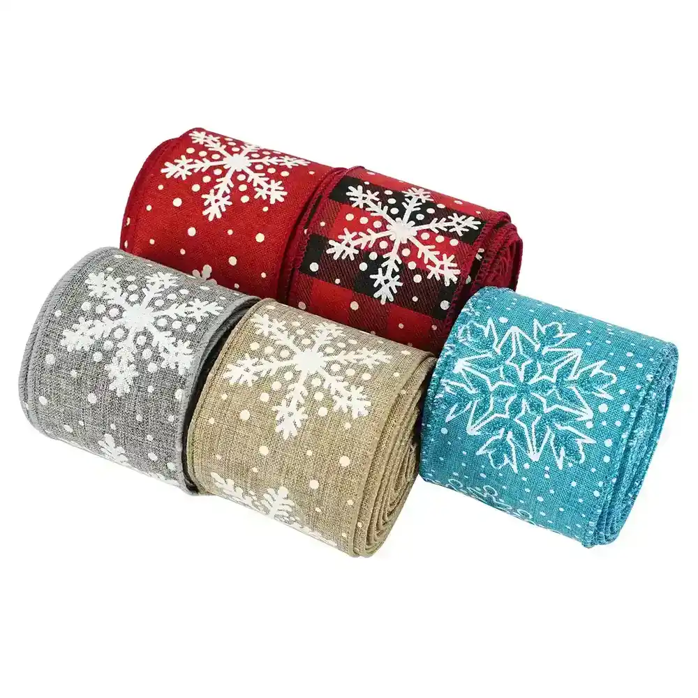 Midi Ribbon 6.3cm Christmas Iron Wire Edge Imitation Linen supplied by BY Boyuan