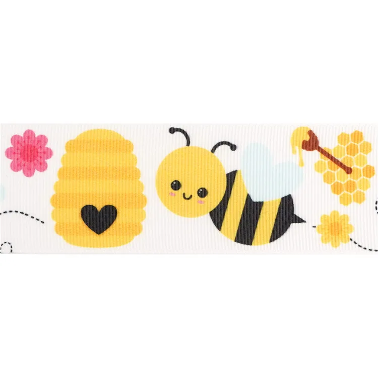 Midi Ribbon Heat Transfer Thread Bee Pattern Digital Printing supplied by BY Boyuan
