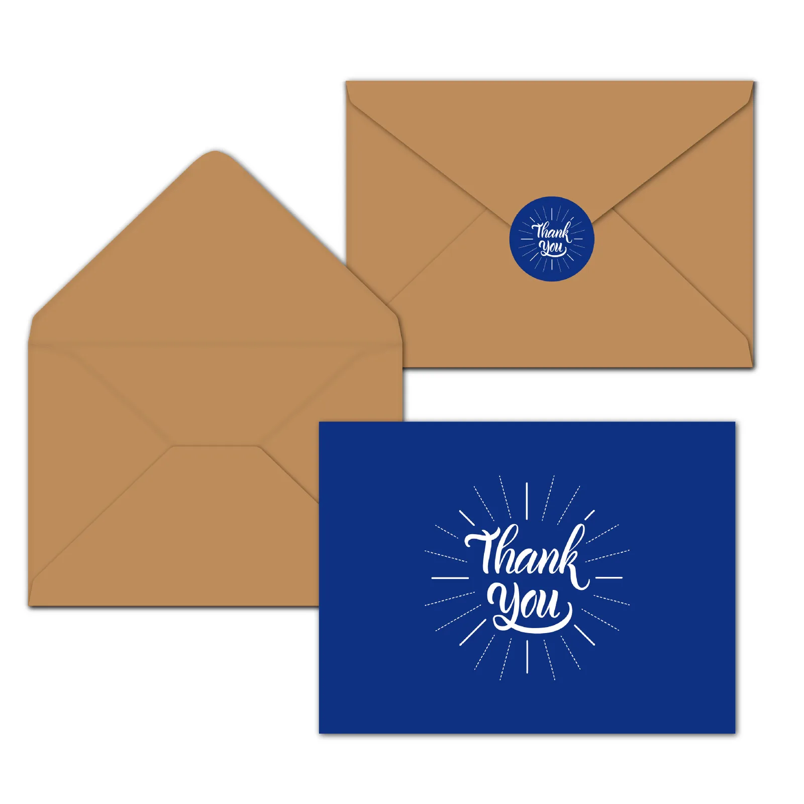 Navy Blue Thank You Cards Kraft Paper Envelopes Wedding supplied by BY Boyuan