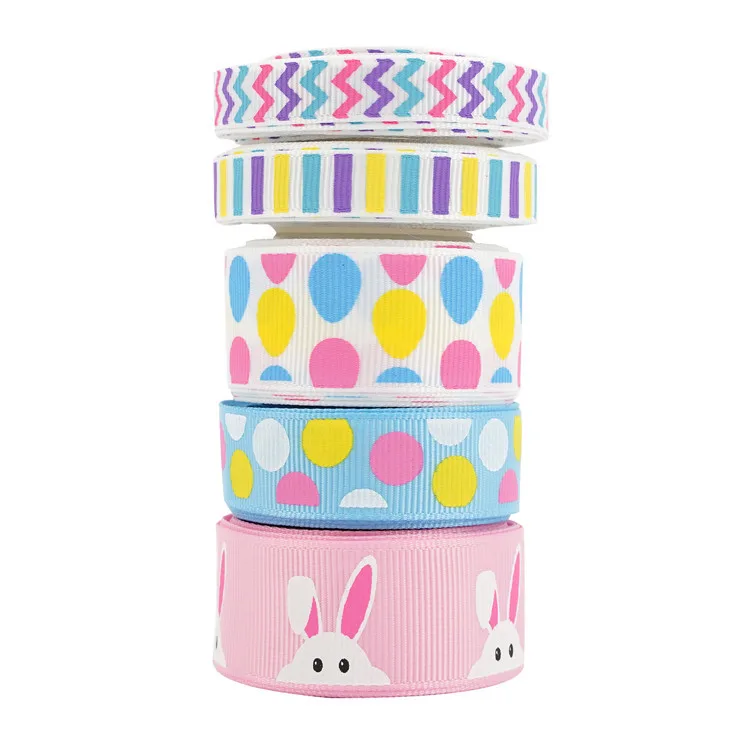 Ribbon Easter Wrap Tie Custom Heat Transfer Printing Threaded supplied by BY Boyuan