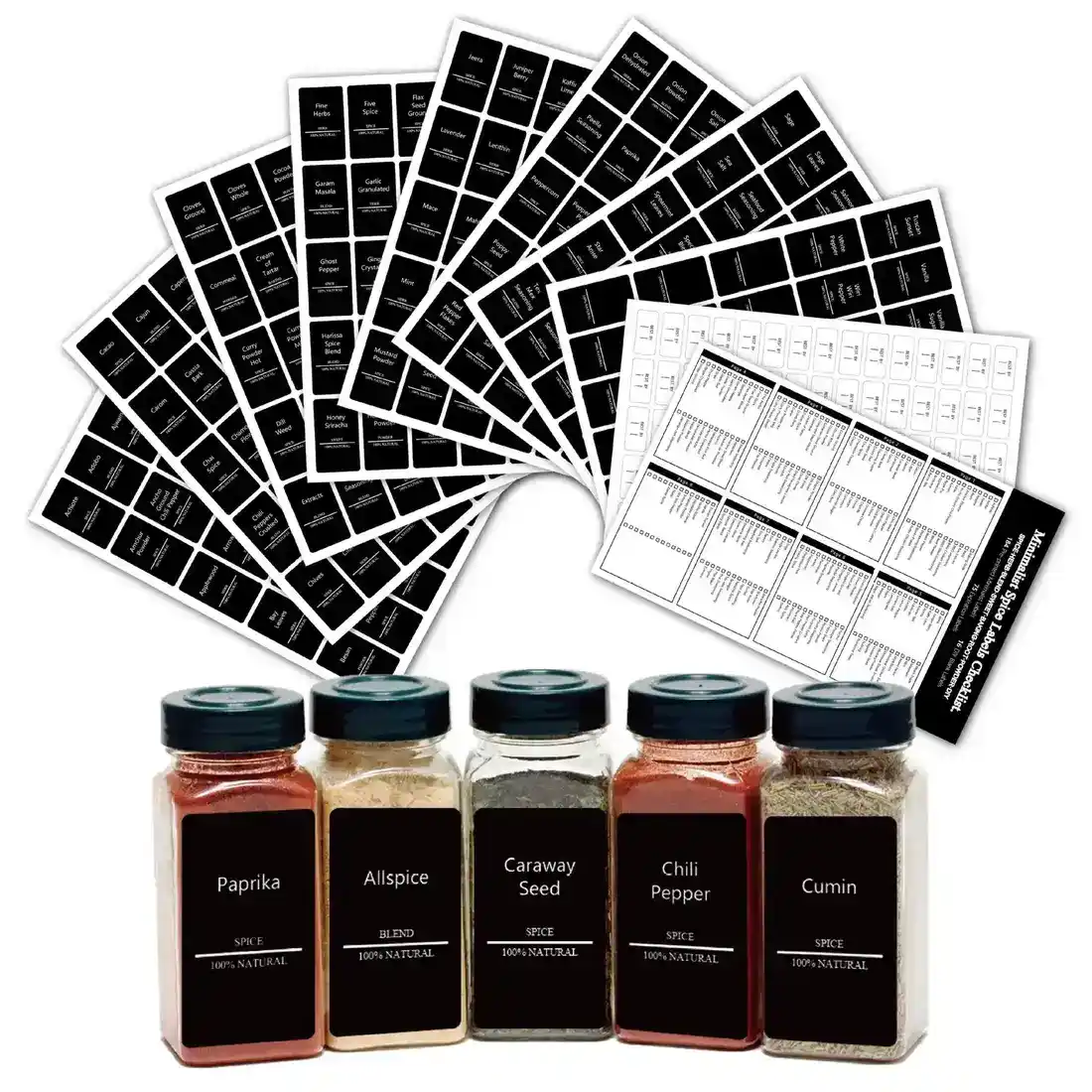 Spice Can Label 275 Black Jarlabels Machine Washable Kitchen supplied by BY Boyuan