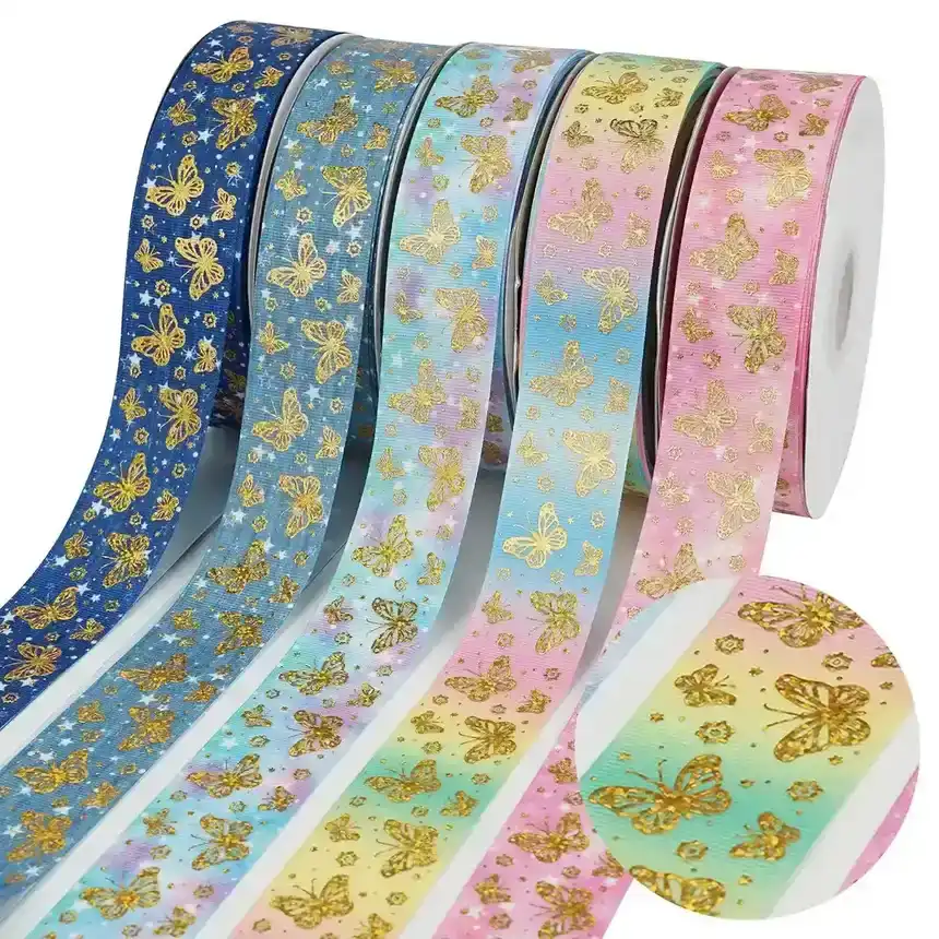 38mm Laser Gold Thread Ribbon Holiday Gift Packaging Thermal supplied by BY Boyuan