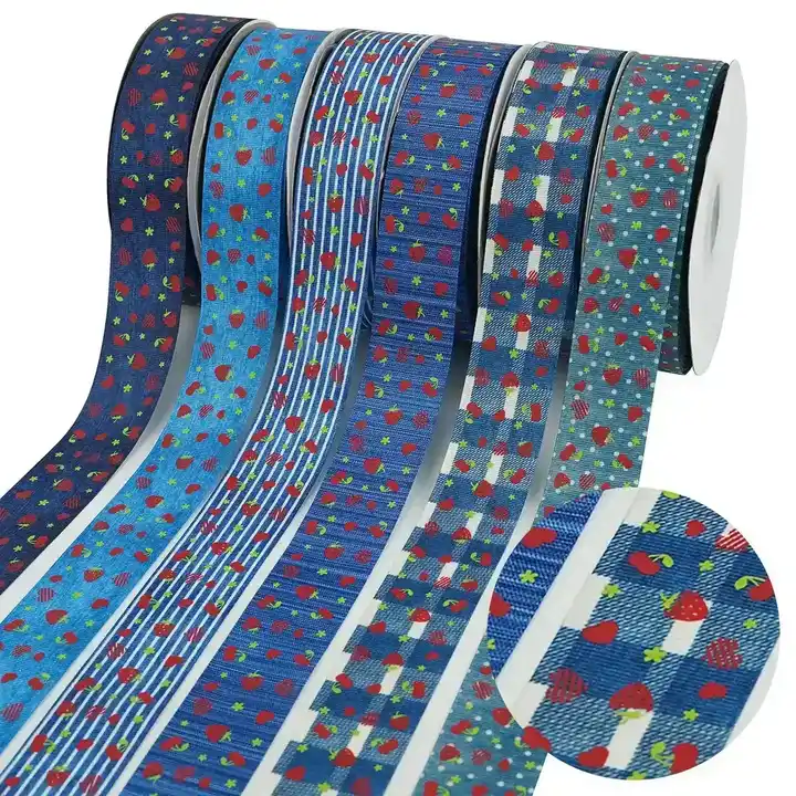 38mm Rib Belt Heat Transfer Printing Ink Strawberry Pattern Polyester Ribbon 2 supplied by BY Boyuan
