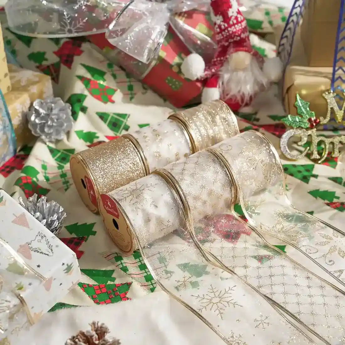 Christmas Decoration Kaoke Wire Edge Ribbon Bow Accessories Gift supplied by BY Boyuan