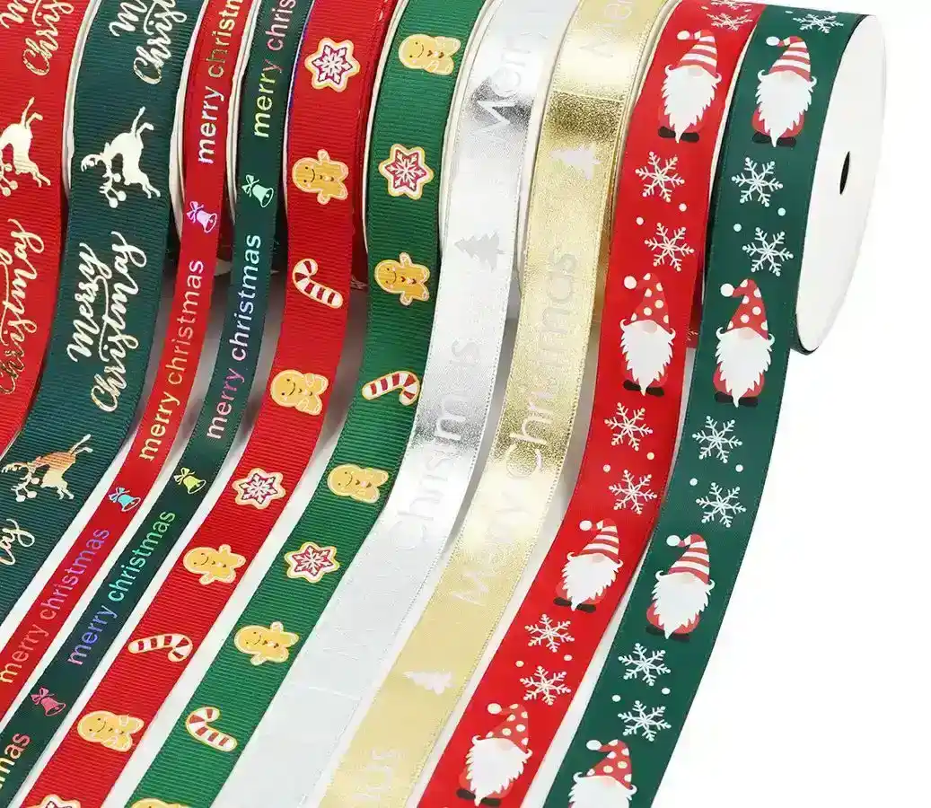 Christmas Ribbon Double-sided Threaded Packaging Gift Accessories Decoration Polyester Ribbon 2 supplied by BY Boyuan