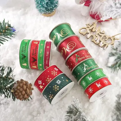 2022 Christmas Ribbon Tree Decoration with Gift Floral Packaging Polyester Ribbon 2 detail view 2
