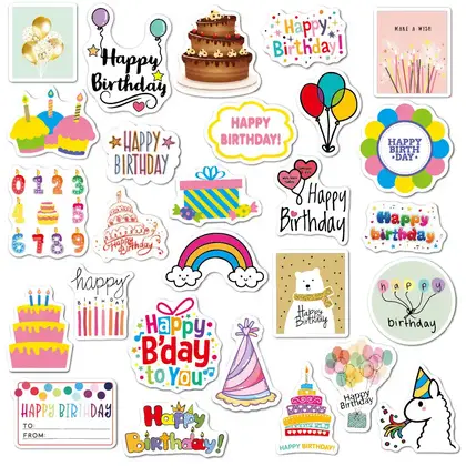 27 Birthday Stickers Cake Party Ins Wind-proof Waterproof Guitar detail view 3