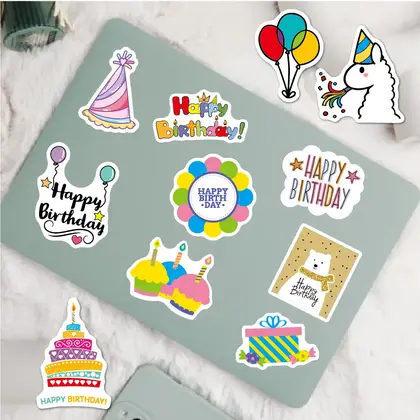 27 Birthday Stickers Cake Party Ins Wind-proof Waterproof Guitar detail view 2