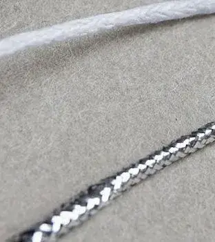 30cm Knotted Tag Rope Gold Thread Silver Hemp Wax detail view 2