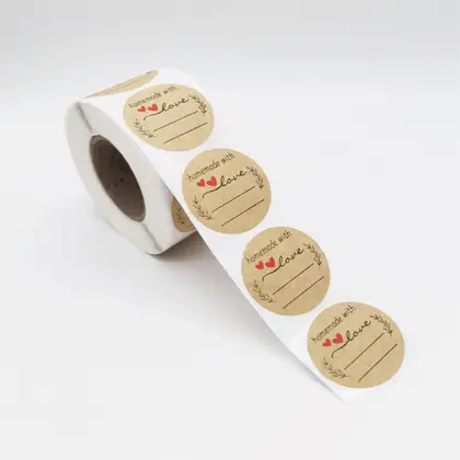 500 Rolls of Brown Paper 1.5-inch Love Stickers As detail view 2