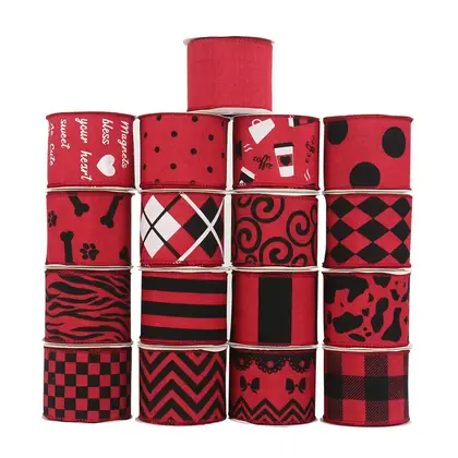 Koke Wire Edge Ribbon Personality Linen Material Bow Plaid detail view 3