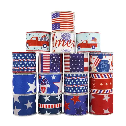American Star Flag Series Ribbon 6.3cm Wire Sided Coker supplied by BY Boyuan