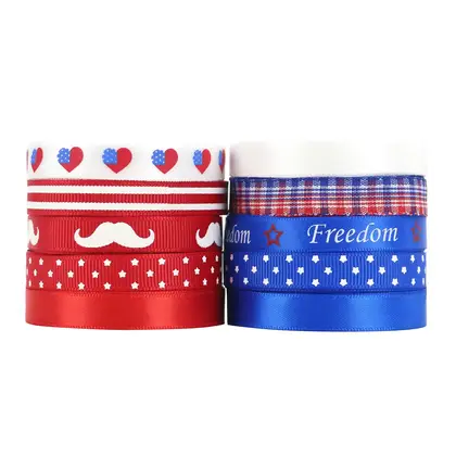 American Star Stripe Ribbon Swallowtail Bow Hair Ring Independence detail view 2