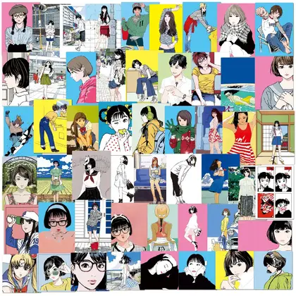 Beautiful Girl Retro Stickers 50 Japanese Girls Illustrator Hand detail view 3