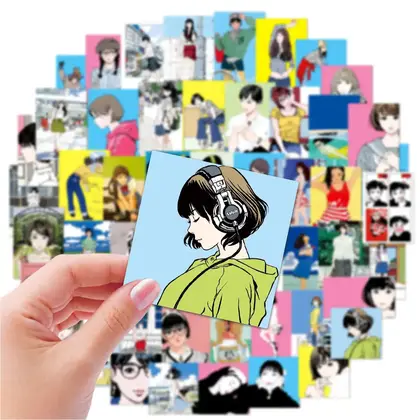 Beautiful Girl Retro Stickers 50 Japanese Girls Illustrator Hand detail view 2
