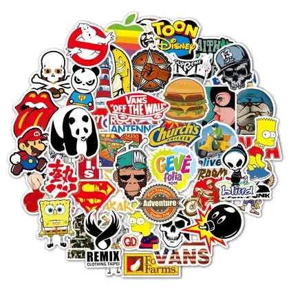 Cartoon Stickers 50 Non-repetitive Personality Graffiti PVC Waterproof Guitar detail view 2