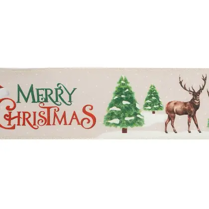 Christmas Ribbon 63mm Wire Edge Coker Printing Gift Decorative detail view 3