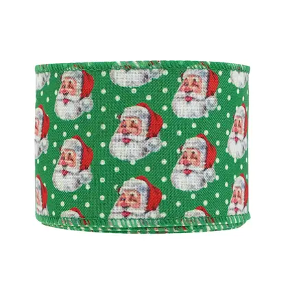 Christmas Ribbon Wire Edge Cooke with Decoration Imitation Linen detail view 2