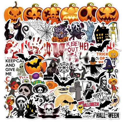 Christmas Stickers Pumpkin 60 Theme Horror Party Waterproof Suitcase detail view 2