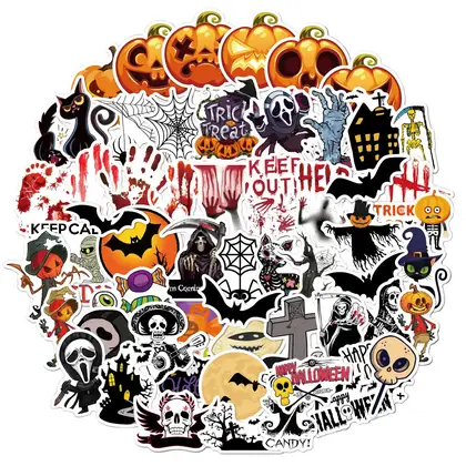 Christmas Stickers Pumpkin 60 Theme Horror Party Waterproof Suitcase supplied by BY Boyuan