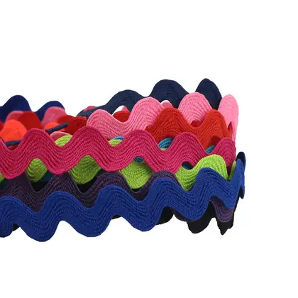 Color Polyester 8mm Wavy Jacquard Ribbon Home Textile Curved detail view 2