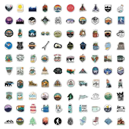 Camping Stickers 100 Waterproof Luggage Outdoor detail view 2