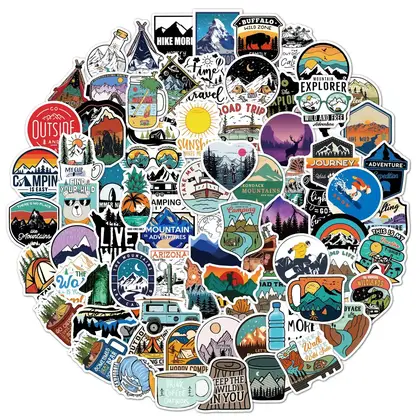 Camping Stickers 100 Waterproof Luggage Outdoor detail view 3