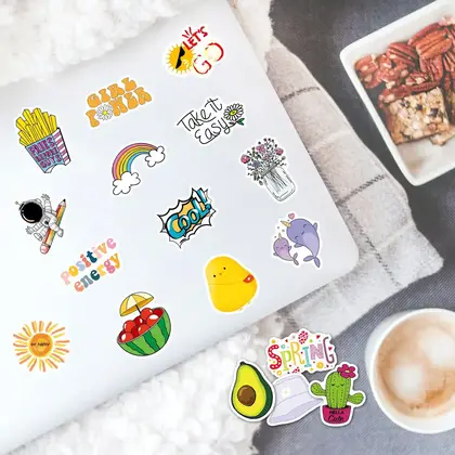 Small Fresh Stickers 100 Cartoon Travel Waterproof Skateboard Guitar Self Adhesive Stickers and Labels 2 detail view 3