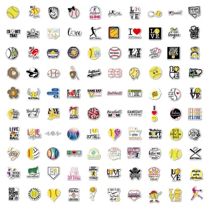 Softball Stickers 100 for Girls Skateboard Guitar Luggage Waterproof detail view 3