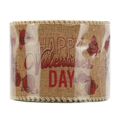 Of Valentine's Day 6.3cm Wire Edge Koke Belt Scene Polyester Ribbon 2 detail view 3