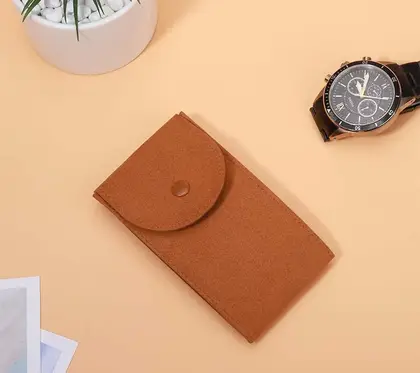Custom Microfiber Snap Watch Bags Flannel Packaging Ring Gift detail view 2