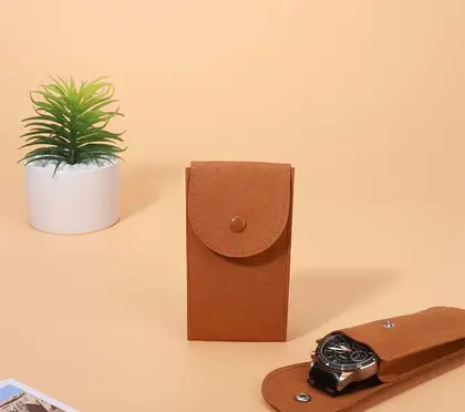 Custom Microfiber Snap Watch Bags Flannel Packaging Ring Gift supplied by BY Boyuan