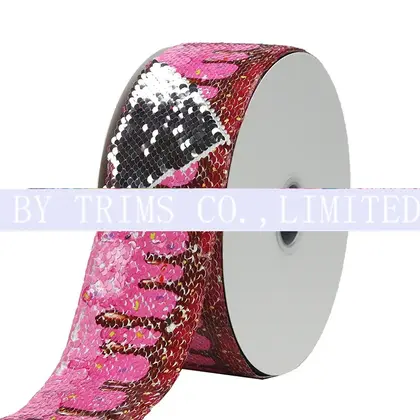 75mm Wide Sequin Embroidered Fabric Double Side Flip Heat detail view 2
