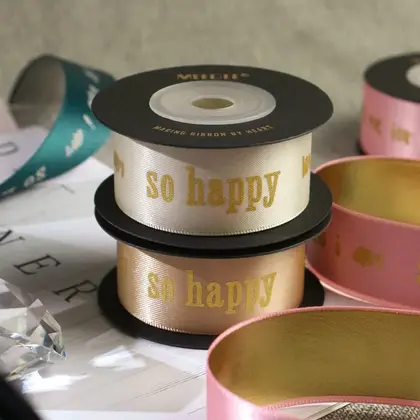 Double-sided Printing Gold and Silver Mirror Ribbon Handmade Material detail view 3