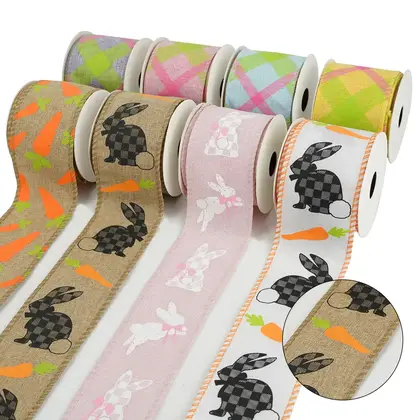 Easter Ribbon Festive Decorative 6.3cm Wire Edge Khao Ke detail view 3
