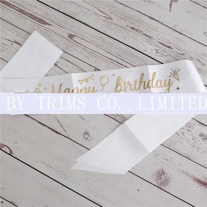 Black and White Birthday Party Happy J Sash Single detail view 3