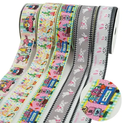 Easter Ribbon Personalized Production Printing Heat Transfer Handmade Polyester Polyester Ribbon 2 detail view 2