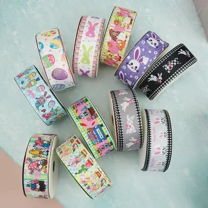 Easter Ribbon Personalized Production Printing Heat Transfer Handmade Polyester Polyester Ribbon 2 detail view 3