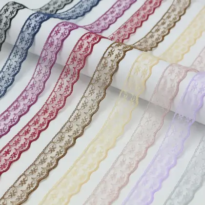 2.2cm Lace Ribbon Gauze Tape Flower Packaging with Trim detail view 2