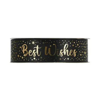 25mm Polyester Ribbon with Bronzing Pattern Personalized Logo Printing detail view 3